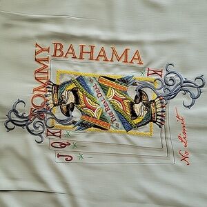 Tommy Bahama Men's Embroidered Silk Shirt Sz M Powder Blue